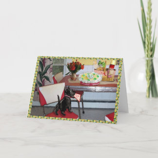 ミックスメディアスコティッシュテリアサンキューカード サンキューカード