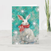 ミックスメディアバニープリントクリスマスカードAP446B1 カード (正面)