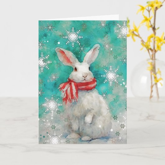 ミックスメディアバニープリントクリスマスカードAP446B1 カード (黄色い花)