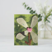 ミックスメディアフラワーピンクハートセンター ポストカード (スタンド正面)