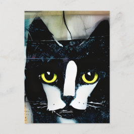 ミックスメディアブラックキャット ポストカード