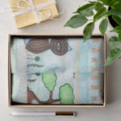 ミックスメディアブルーフクロールアートプリントティッシュペーパー 薄葉紙 (ギフト)