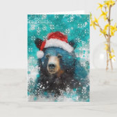 ミックスメディアベアプリントホリデーカードAP458B1 カード (黄色い花)