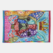 ミックスメディアボストンテリアードッキッチンタオル キッチンタオル (横)