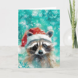 ミックスメディアラクーンプリントクリスマスカードAP438B1 カード