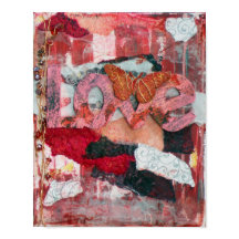 ミックスメディアラブバタフライアートプリント