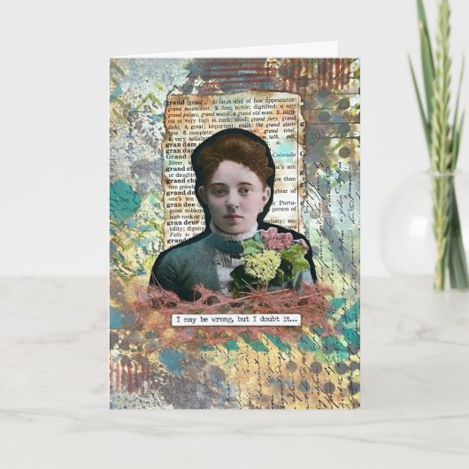 ミックスメディアヴィンテージスタイルグリーティングカード サンキューカード (正面)