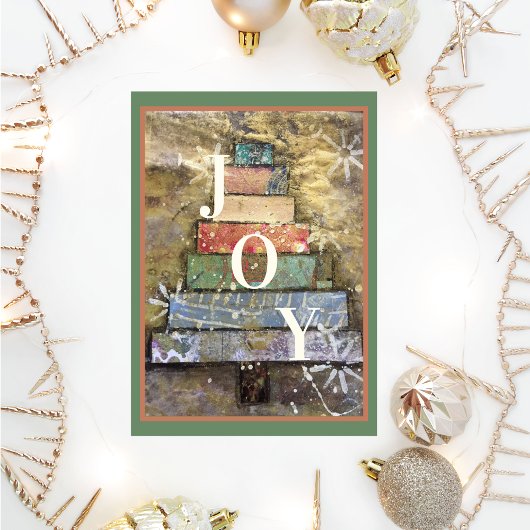 ミックスメディアートアのクリスマスツリーの喜び シーズンカード