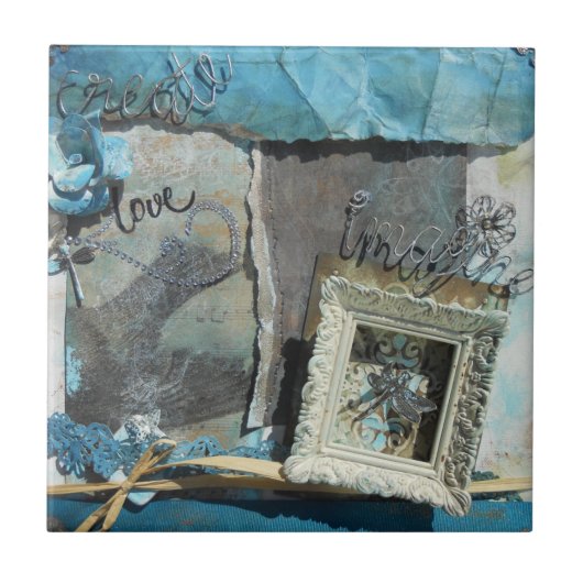 ミックスメディア引用文アート タイル (正面)