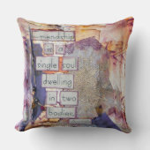 ミックスメディア引用文友情は独身の魂 クッション (正面)