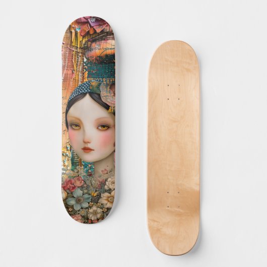 ミックスメディア抽象芸術アートワイド通りスケートボード スケートボード (正面)
