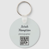 ミックスメディア抽象芸術グレーグレーブルーQRコード キーホルダー (裏面)