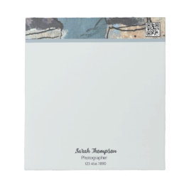 ミックスメディア抽象芸術グレーグレーブルーQRコード ノートパッド