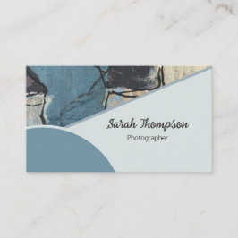 ミックスメディア抽象芸術グレーグレーブルーQRコード 名刺