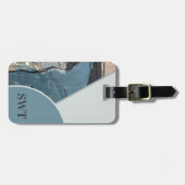 ミックスメディア抽象芸術グレーブルーイニシャルモノグラム ラゲッジタグ (正面横)