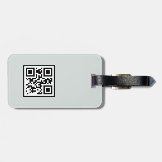 ミックスメディア抽象芸術グレーブルーモノグラムQRコード ラゲッジタグ (裏面横)