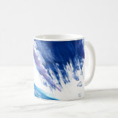 ミックスメディア水彩ブルー抽象芸術 コーヒーマグカップ (正面右)