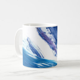 ミックスメディア水彩ブルー抽象芸術 コーヒーマグカップ
