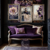 ミックスメディア牡丹、ダークパープル、薄紫、グレー 薄葉紙