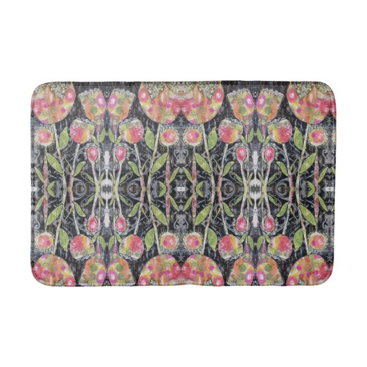 ミックスメディア花抽象芸術 バスマット (正面)