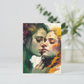 ミックスメディカラフルア愛の絵画女性 ポストカード (スタンド正面)
