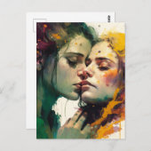 ミックスメディカラフルア愛の絵画女性 ポストカード (正面/裏面)