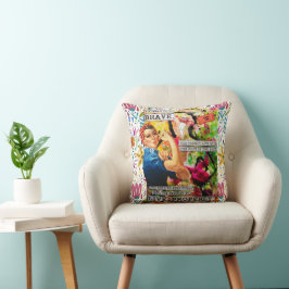 ミックスメディ感動的アRosie the Riveter Pillow クッション