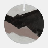 ミックスメディ絵画アのミニマリスト抽象デザイン。 ガラスオーナメント (裏面)