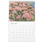 ミックス春の花の絵を描水色1 カレンダー (3月 2027)