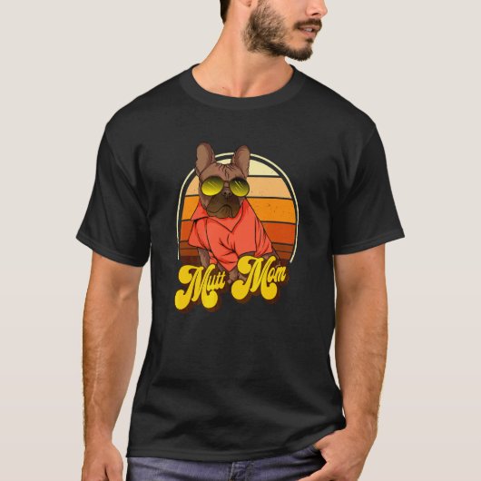 ミックス犬のママ 楽しい犬 Tシャツ (正面)