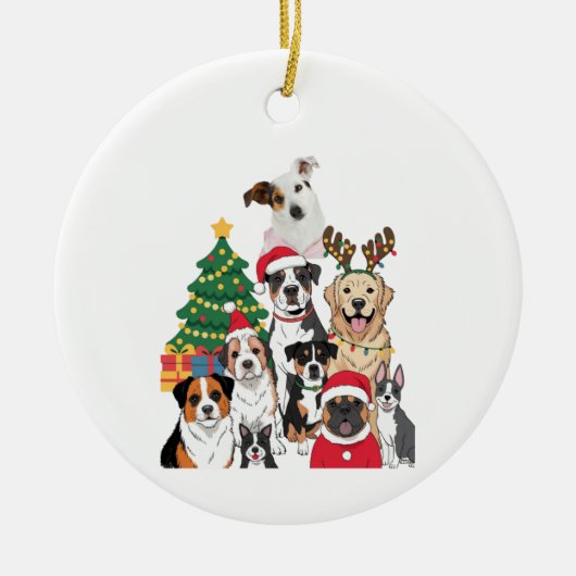 ミックス犬クリスマスツリー オーナメント 名入れ写真 (正面)