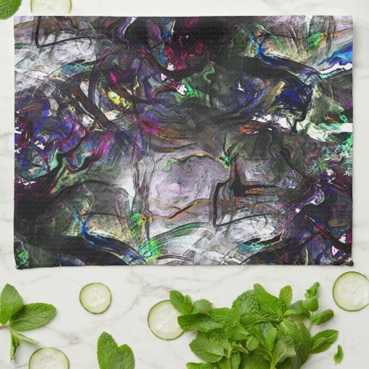 ミックス絵を描カラフルの重なり合うステンドヘビー キッチンタオル (折り畳み)