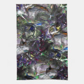 ミックス絵を描カラフルの重なり合うステンドヘビー キッチンタオル (縦)