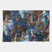 ミックス絵を描カラフルの重なり合うステンドヘビー キッチンタオル (横)