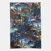 ミックス絵を描カラフルの重なり合うステンドヘビー キッチンタオル (縦)