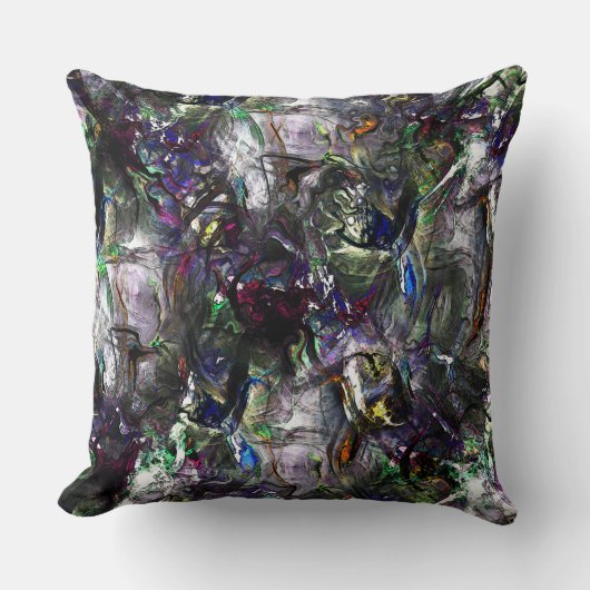 ミックス絵を描カラフルの重なり合うステンドヘビー クッション (正面)