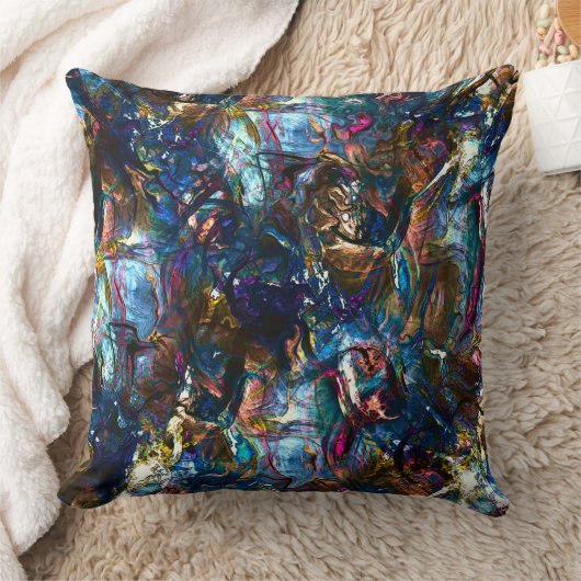 ミックス絵を描カラフルの重なり合うステンドヘビー クッション (ブランケット)