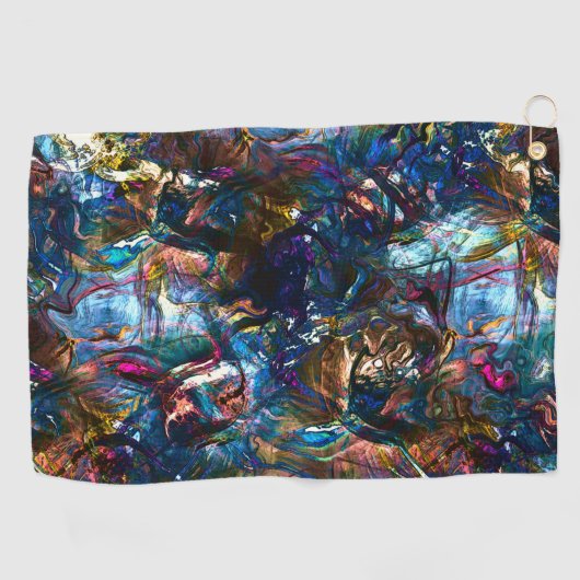 ミックス絵を描カラフルの重なり合うステンドヘビー ゴルフタオル (横)
