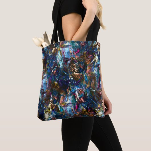 ミックス絵を描カラフルの重なり合うステンドヘビー トートバッグ (クローズアップ)