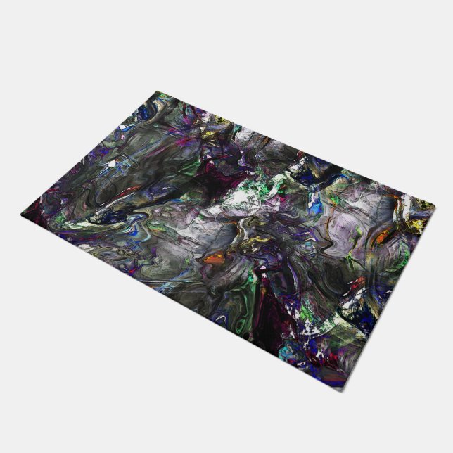 ミックス絵を描カラフルの重なり合うステンドヘビー ドアマット (アングル)