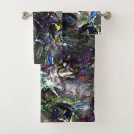 ミックス絵を描カラフルの重なり合うステンドヘビー バスタオルセット