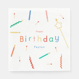 ミックス+マッチろうそく&マッチ誕生日 スタンダードランチョンナプキン