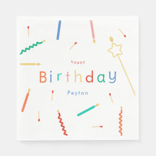 ミックス+マッチろうそく&マッチ誕生日 スタンダードランチョンナプキン