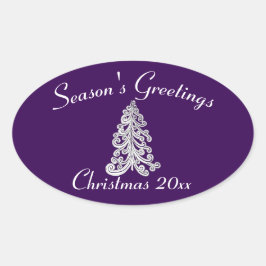 ミックス&マッチカラークリスマスツリー 楕円形シール