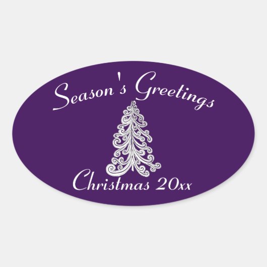 ミックス&マッチカラークリスマスツリー 楕円形シール (正面)