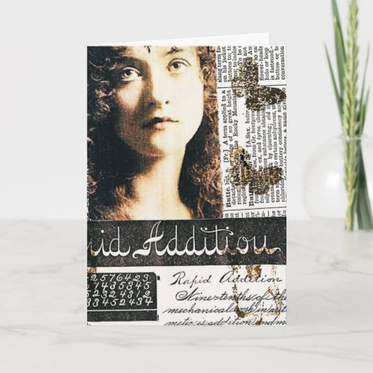 ミックス・メディア・コラかわいらしージュ・感謝していレディ サンキューカード (正面)