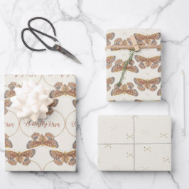 ミックスnマッチ蝶キス赤ちゃんシャワー ラッピングペーパーシート