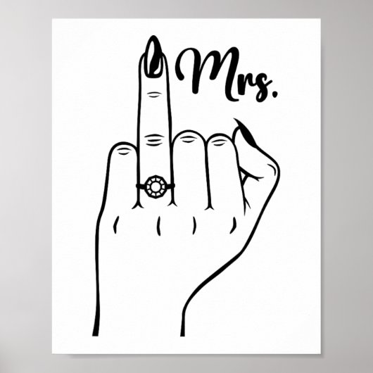 ミックールズたった今結婚しました妻の指結婚リングや輪Br ポスター (正面)