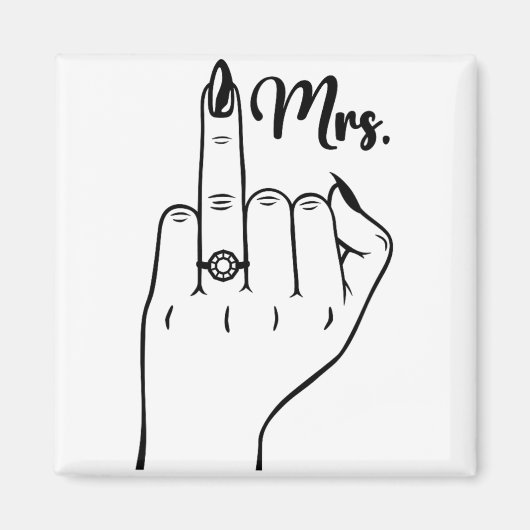 ミックールズたった今結婚しました妻の指結婚リングや輪Br マグネット (正面)