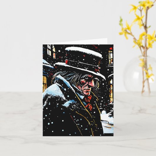 ミッサー・ミスター・エベネザアビクトリアン・スクルージ・クリスマス カード (黄色い花)